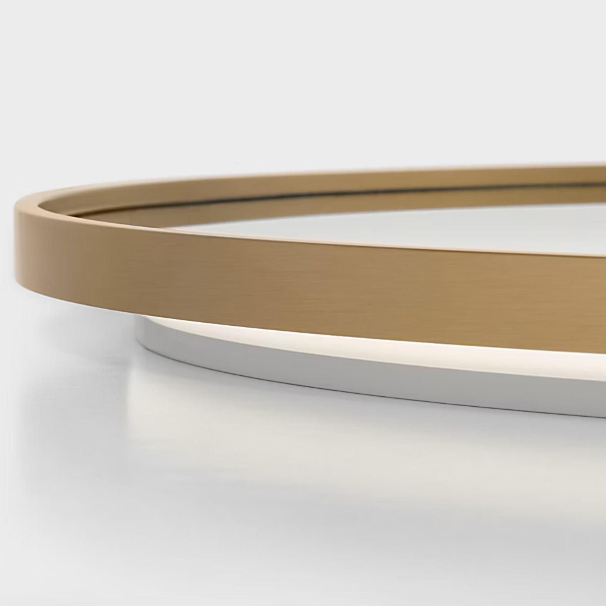 Cadre Round Mirror 30" x 30", Satin Brass Finish