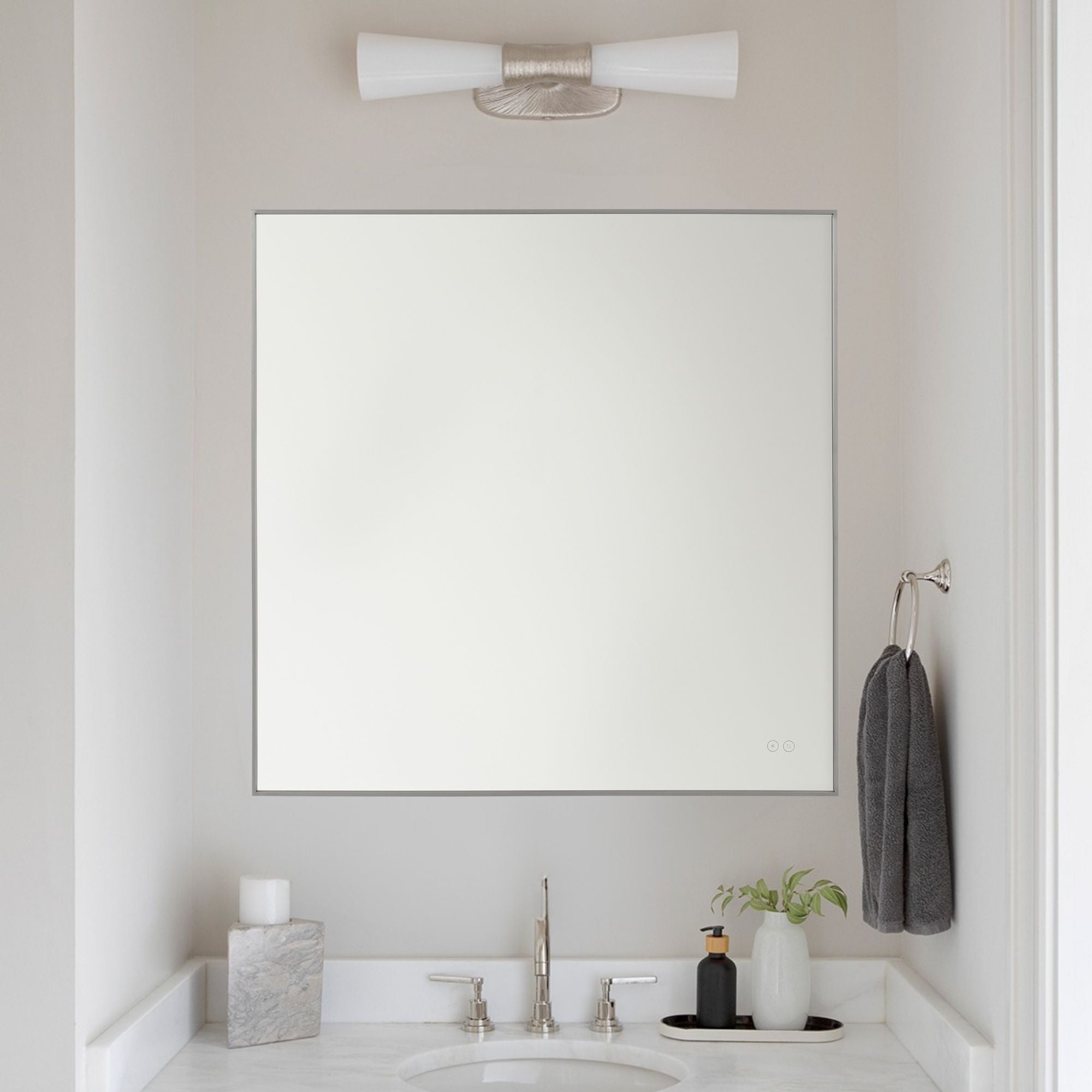 Cadre Square Mirror 36" x 36", Brushed Nickel Finish