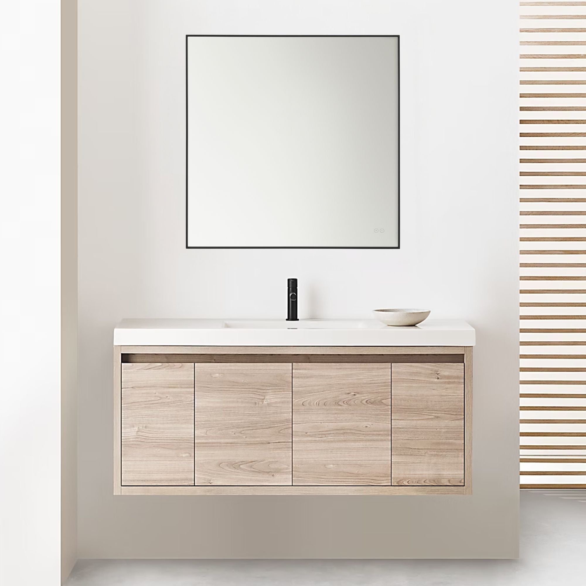 Cadre Square Mirror 36" x 36", Midnight Black Finish