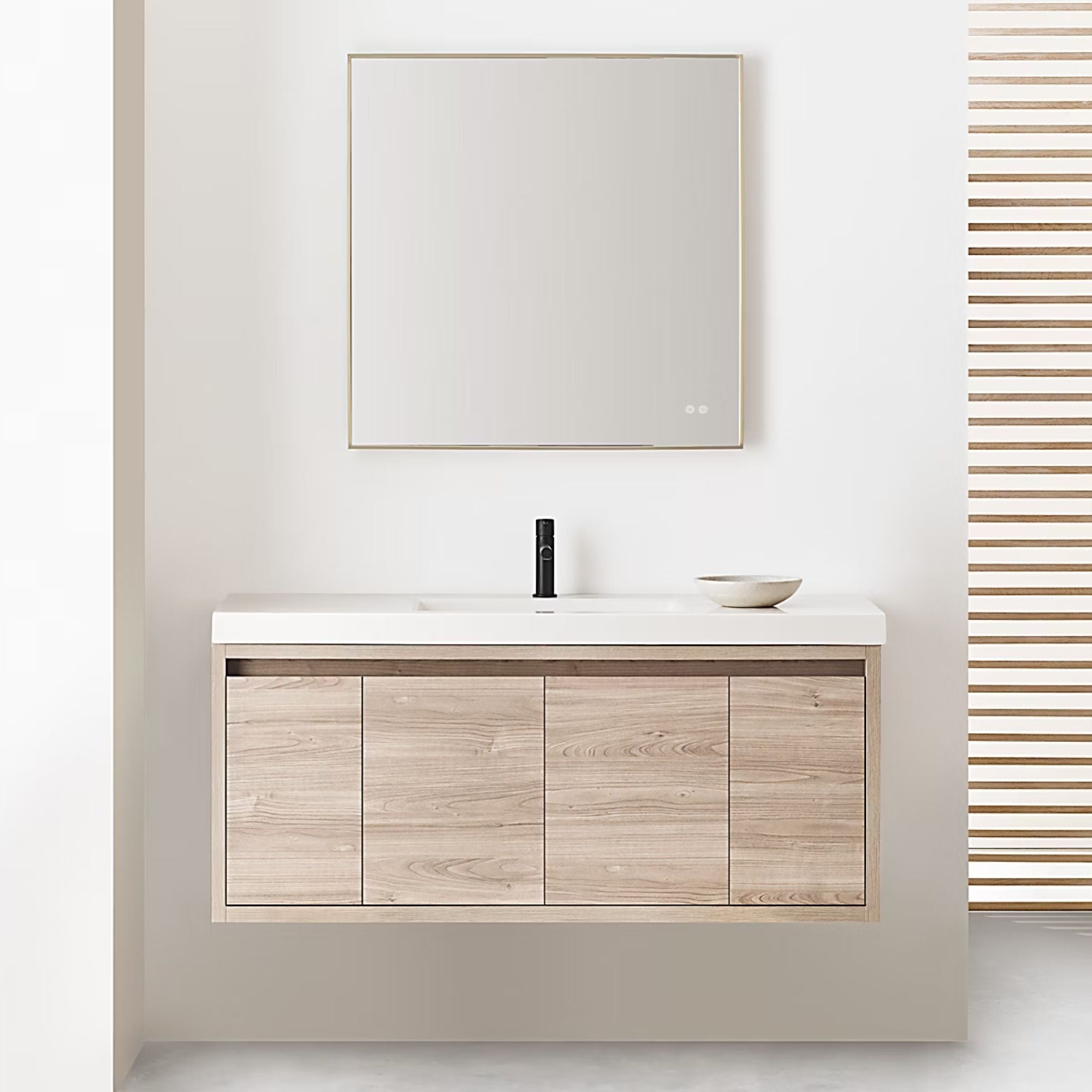 Cadre Square Mirror 36" x 36", Satin Brass Finish