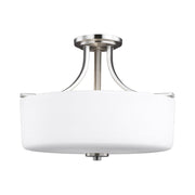 Canfield 16" 3-Light Semi Flush Mount, Brushed Nickel Finish