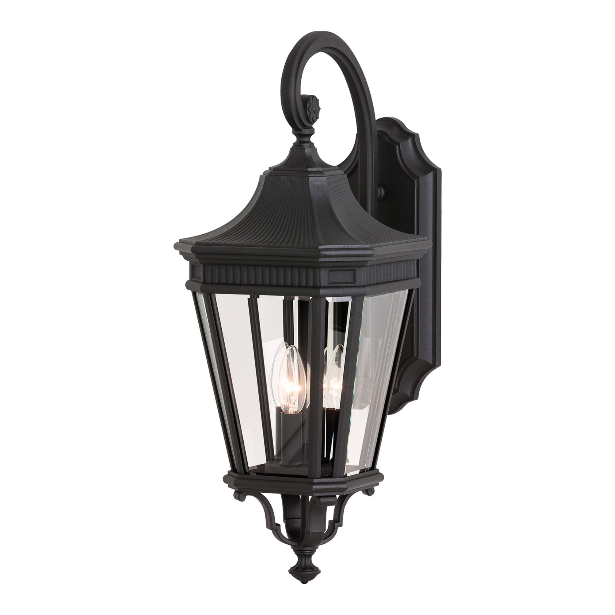 Cotswold Lane 24" 3-Light Medium Lantern, Black Finish with Clear Glass