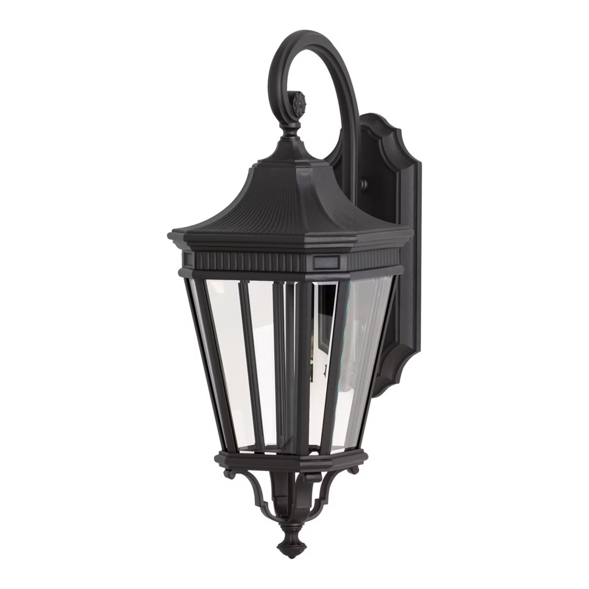 Cotswold Lane 24" 3-Light Medium Lantern, Black Finish with Clear Glass