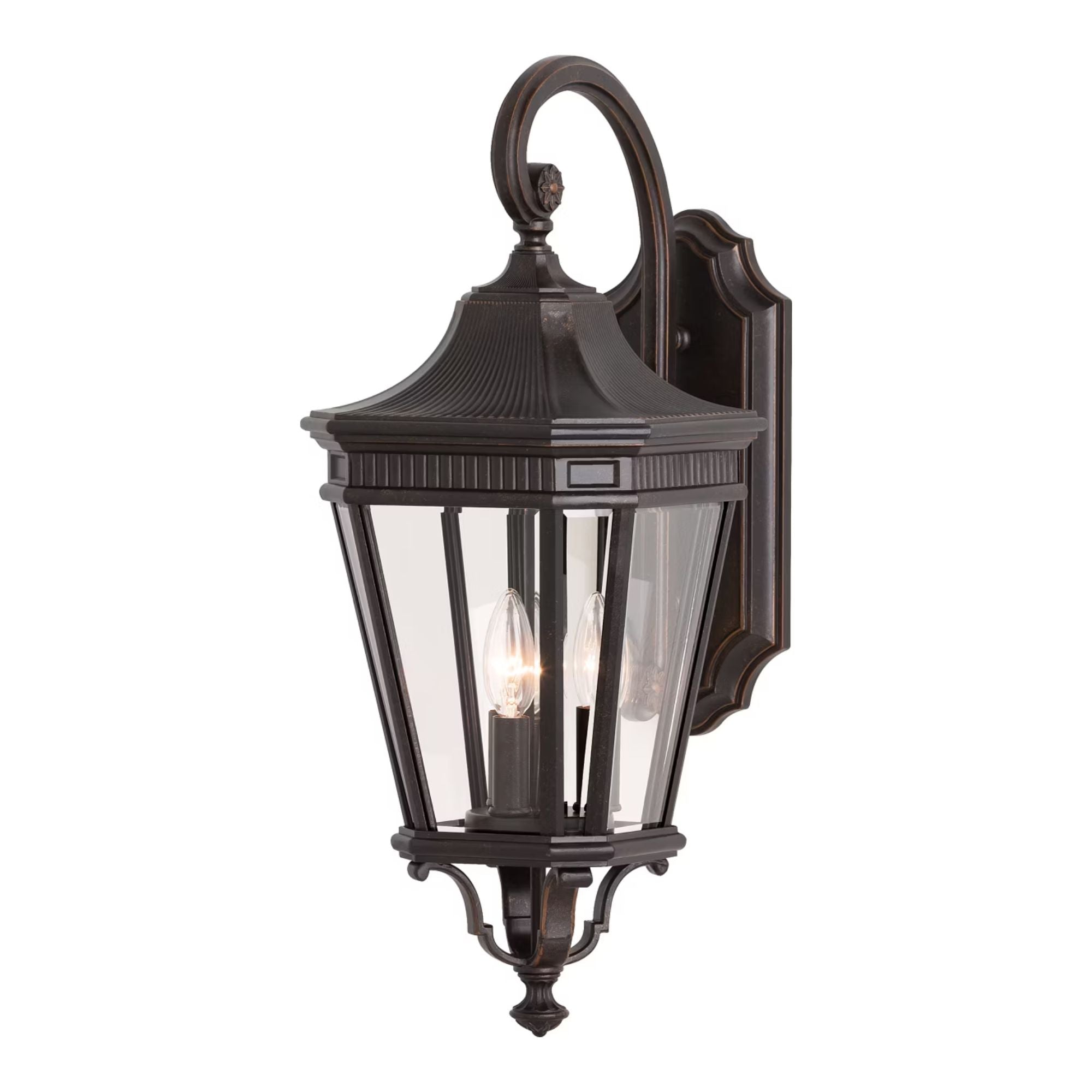 Cotswold Lane 24" 3-Light Medium Lantern, Grecian Bronze Finish with Clear Glass