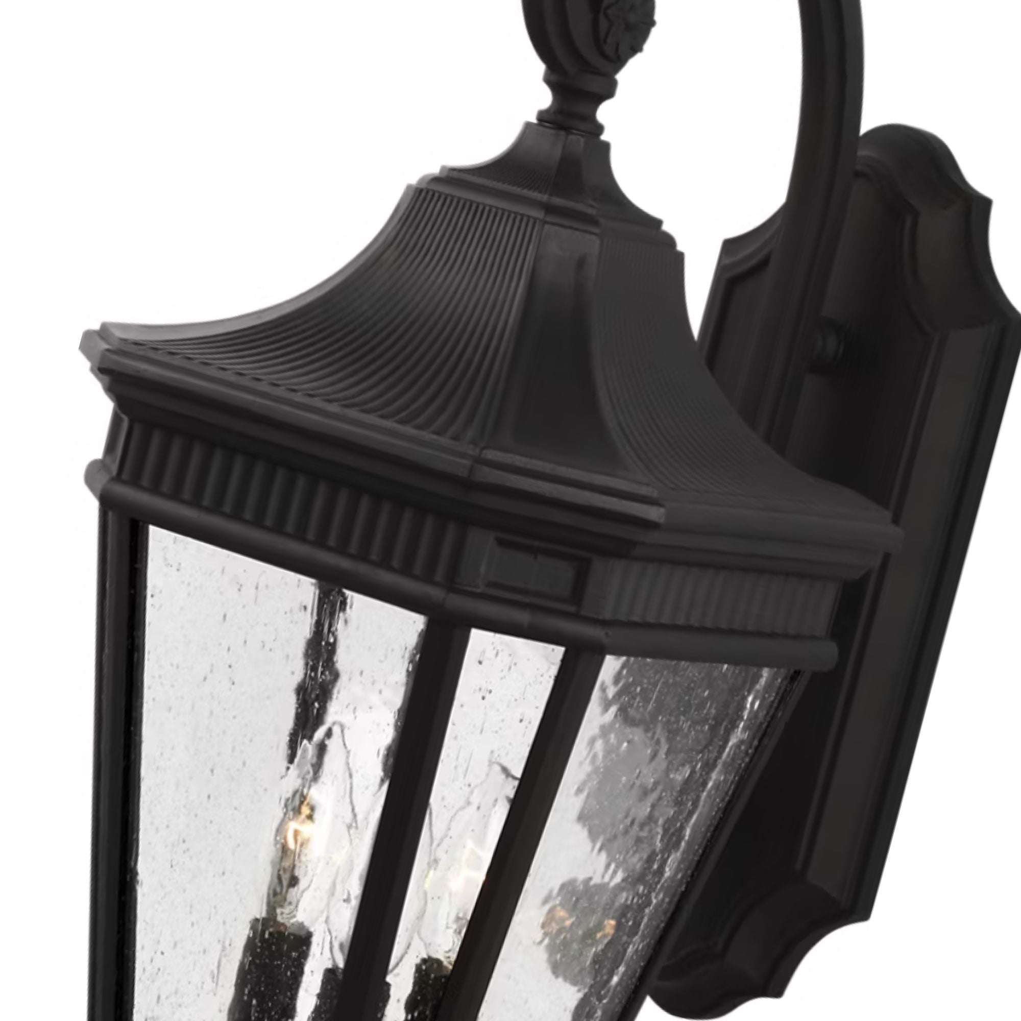 Cotswold Lane 24" 3-Light Medium Lantern, Black Finish with Clear Seeded Glass