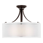 Elmwood Park 19" 3-Light Semi Flush Mount, Bronze Finish