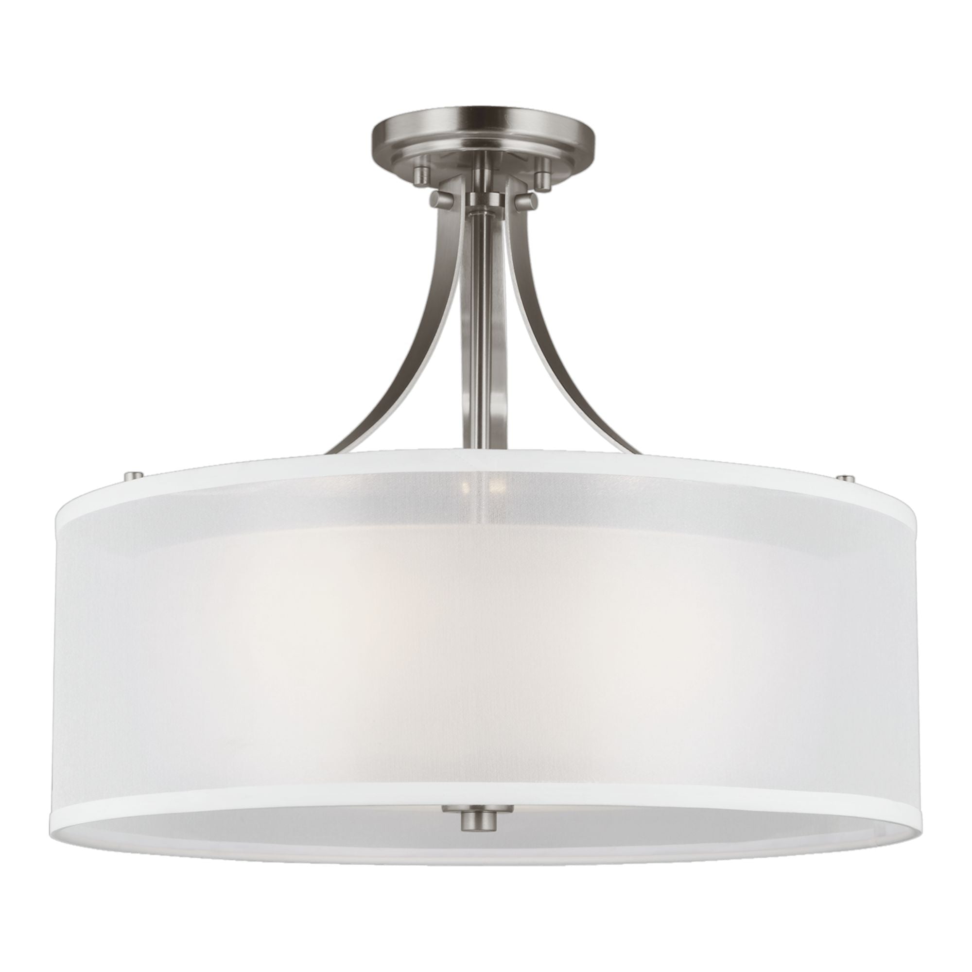 Elmwood Park 19" 3-Light Semi Flush Mount, Brushed Nickel Finish