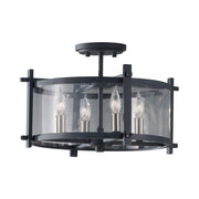 Ethan 16" 4-Light Semi-Flush Mount, Antique Forged Iron Finish