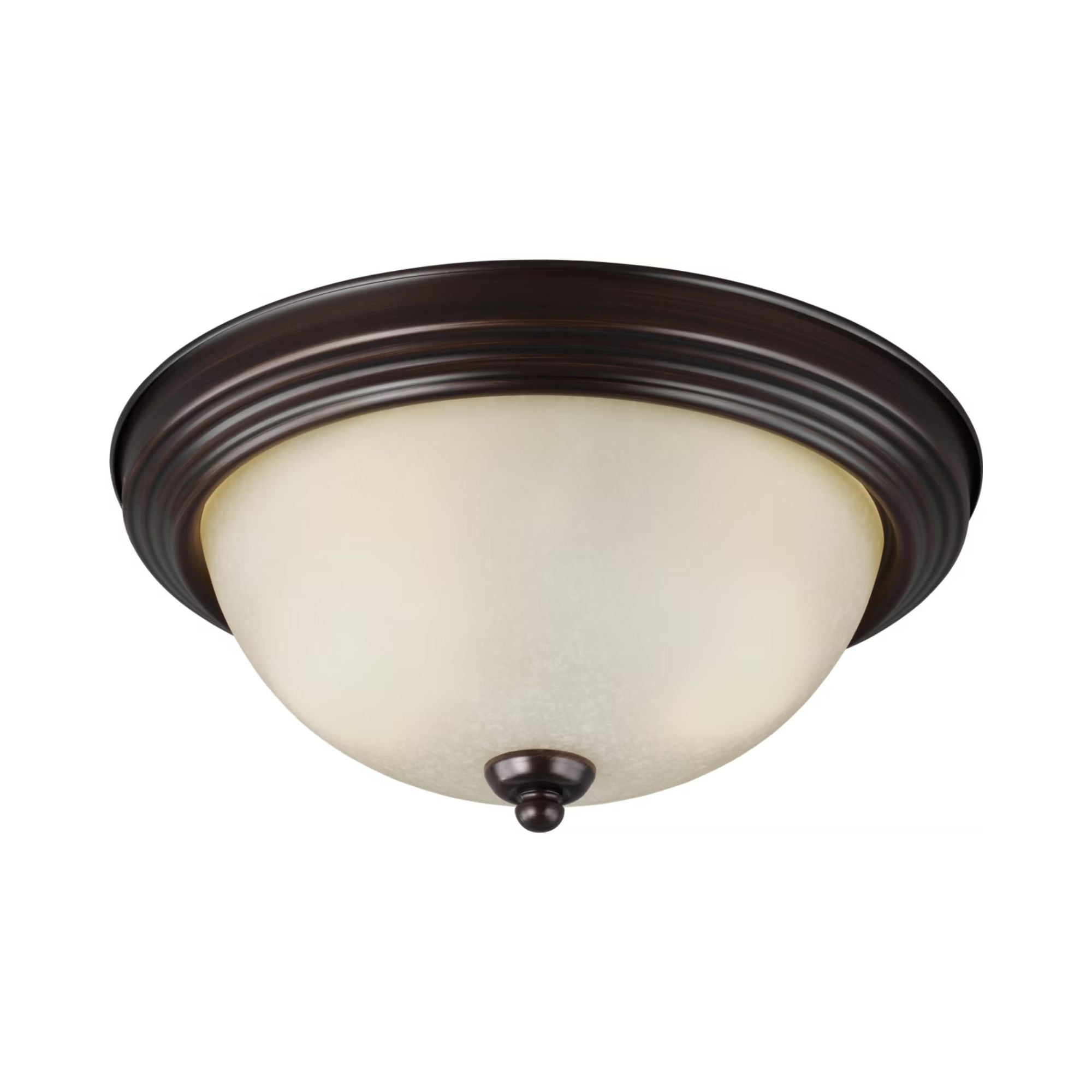 Geary 13" 2-Light Flush Mount, Bronze Finish with Amber Scavo Glass