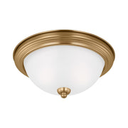 Geary 13" 2-Light Flush Mount, Satin Brass Finish