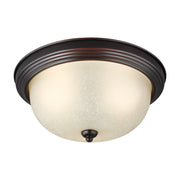 Geary 15" 3-Light Flush Mount, Bronze Finish with Amber Scavo Glass
