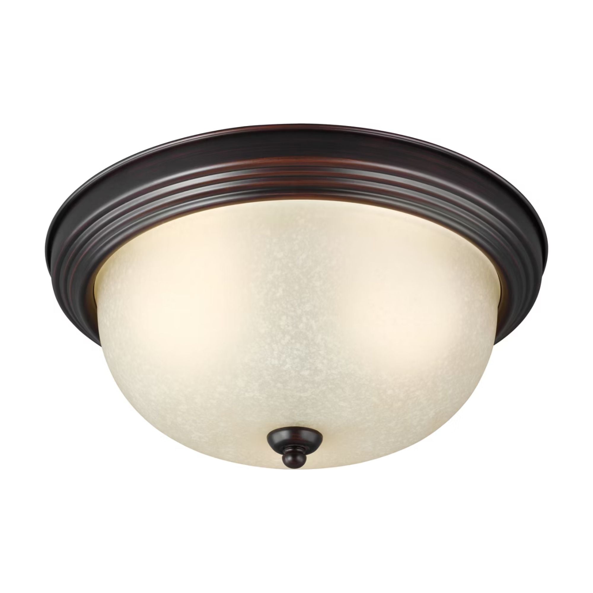 Geary 15" 3-Light Flush Mount, Bronze Finish with Amber Scavo Glass