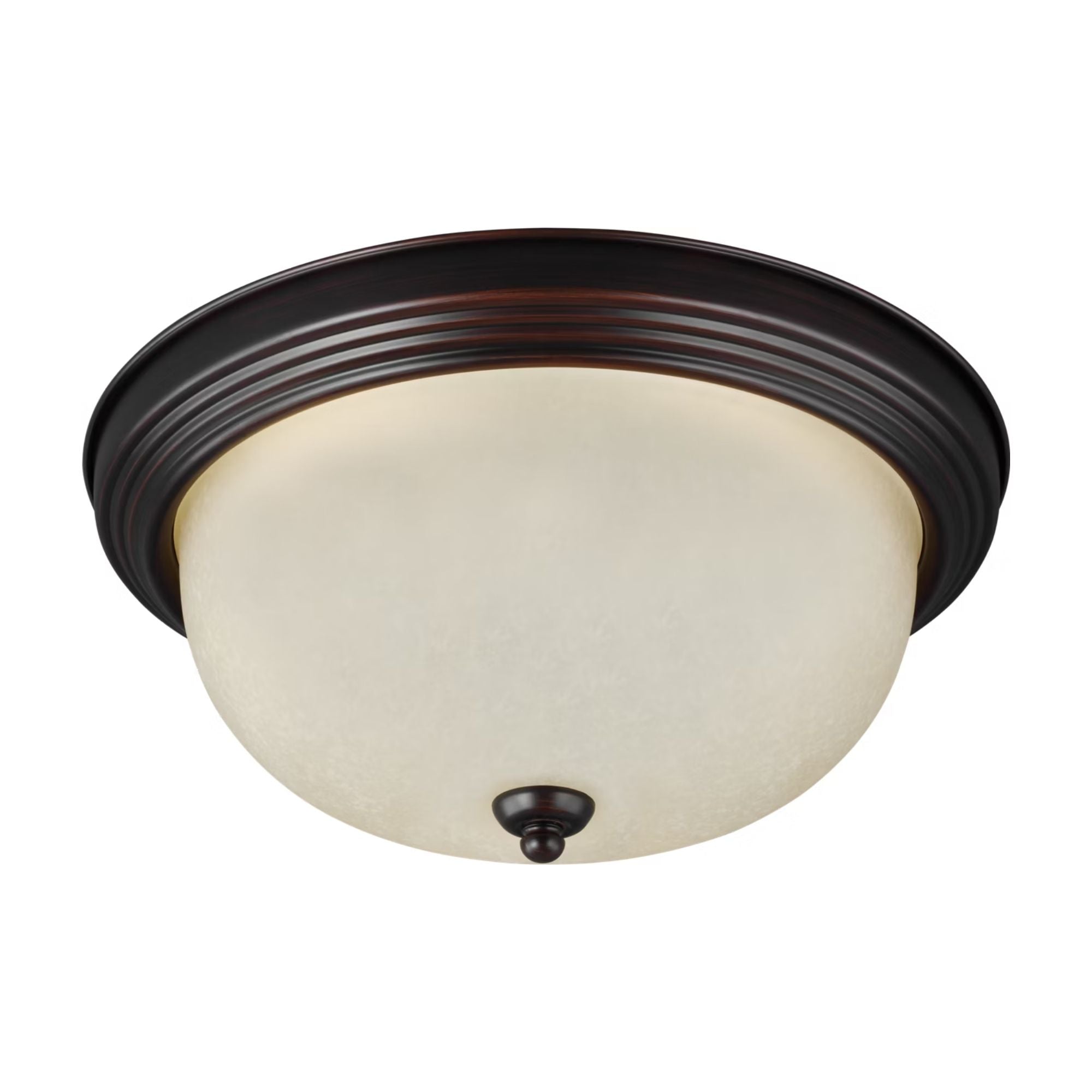 Geary 15" 3-Light Flush Mount, Bronze Finish with Amber Scavo Glass