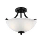 Geary 14" 2-Light Semi Flush Mount, Midnight Black Finish