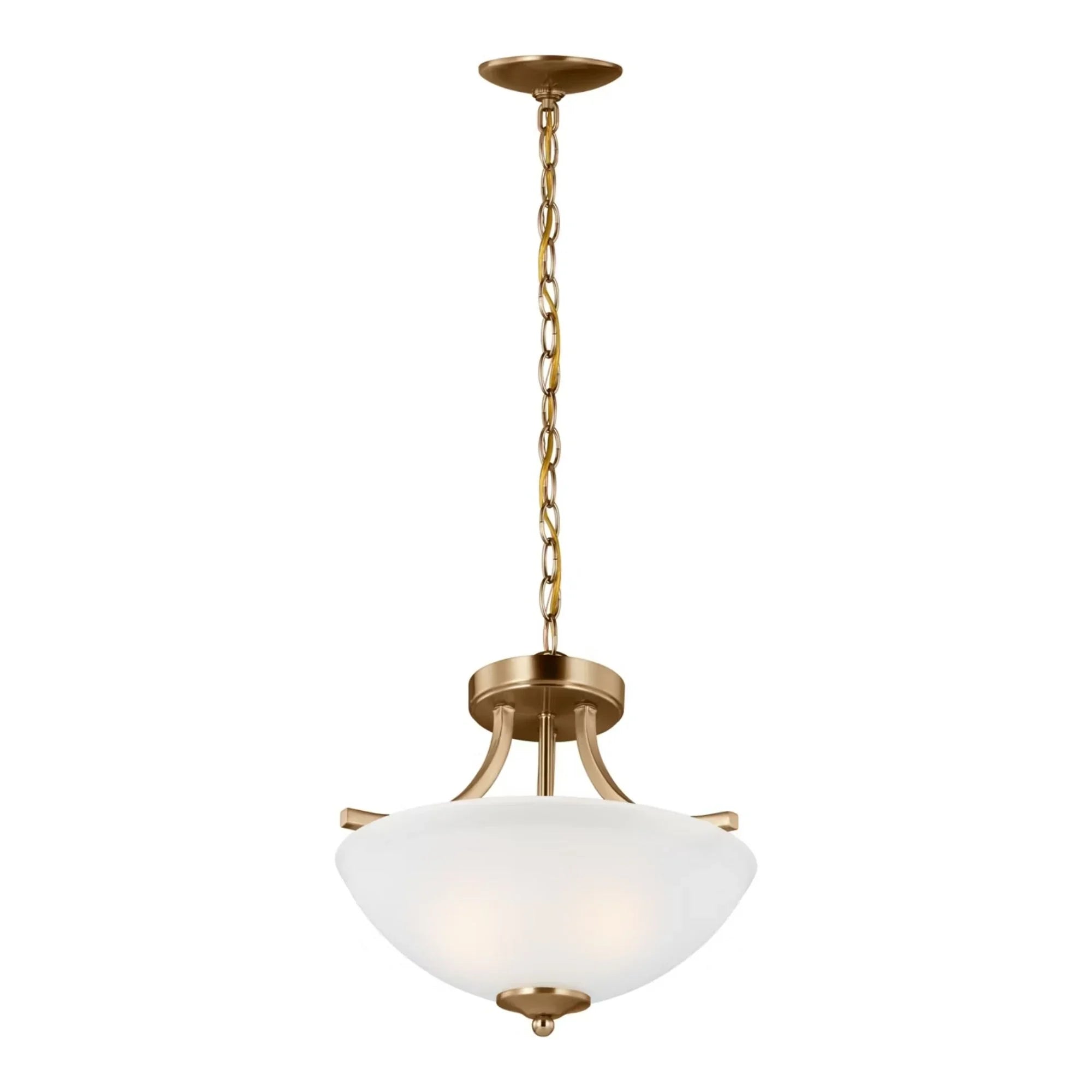 Geary 14" 2-Light Semi Flush Mount, Satin Brass Finish