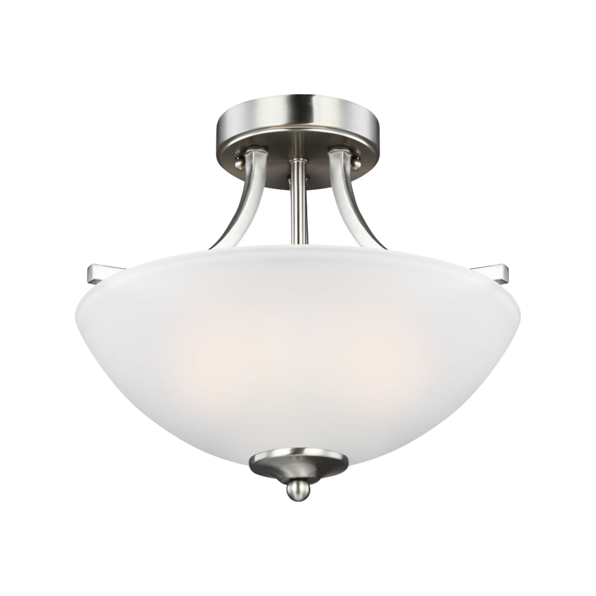 Geary 14" Small 2-Light Semi-Flush Convertible Pendant, Brushed Nickel Finish