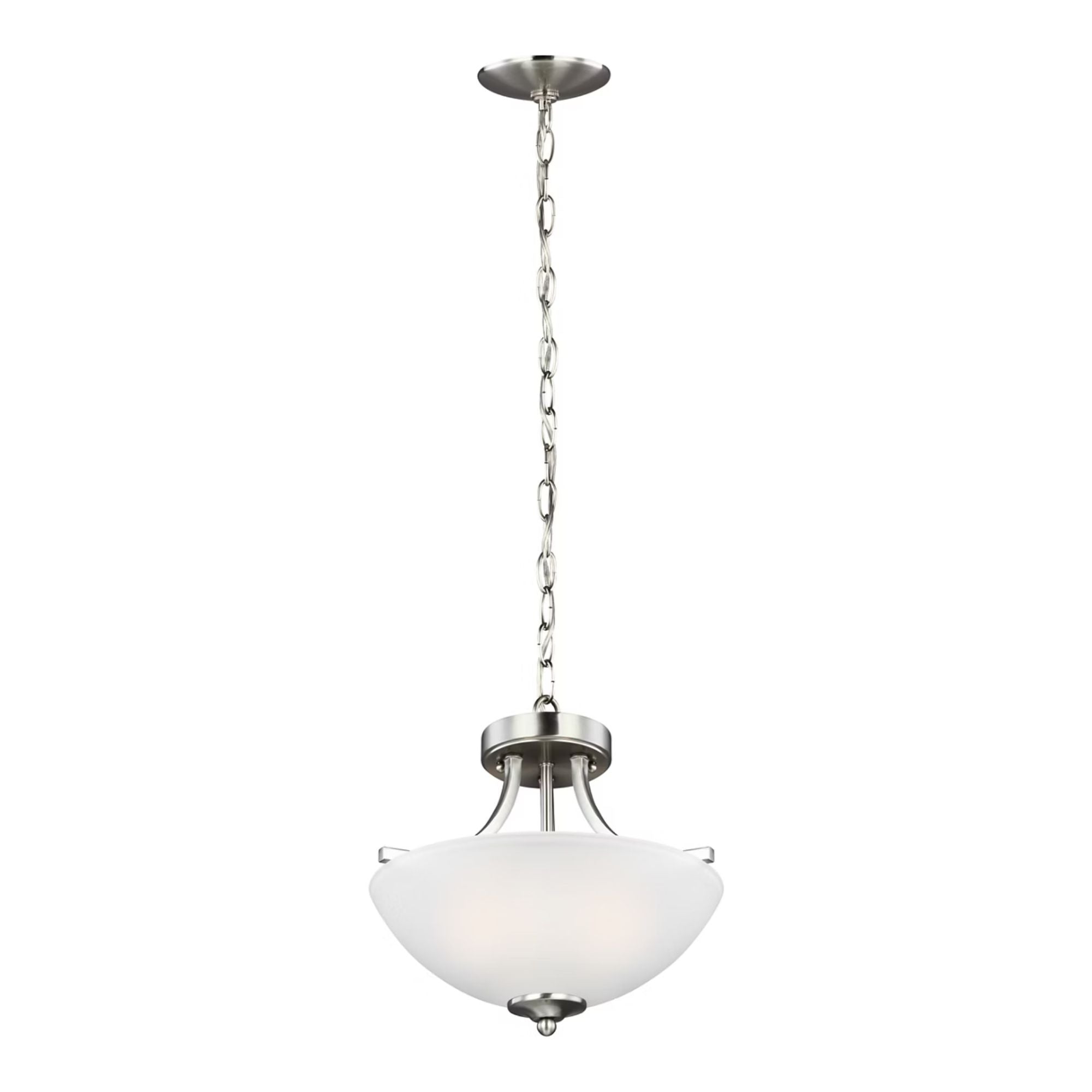 Geary 14" Small 2-Light Semi-Flush Convertible Pendant, Brushed Nickel Finish
