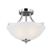 Geary 14" Small 2-Light LED Semi-Flush Convertible Pendant, Chrome Finish