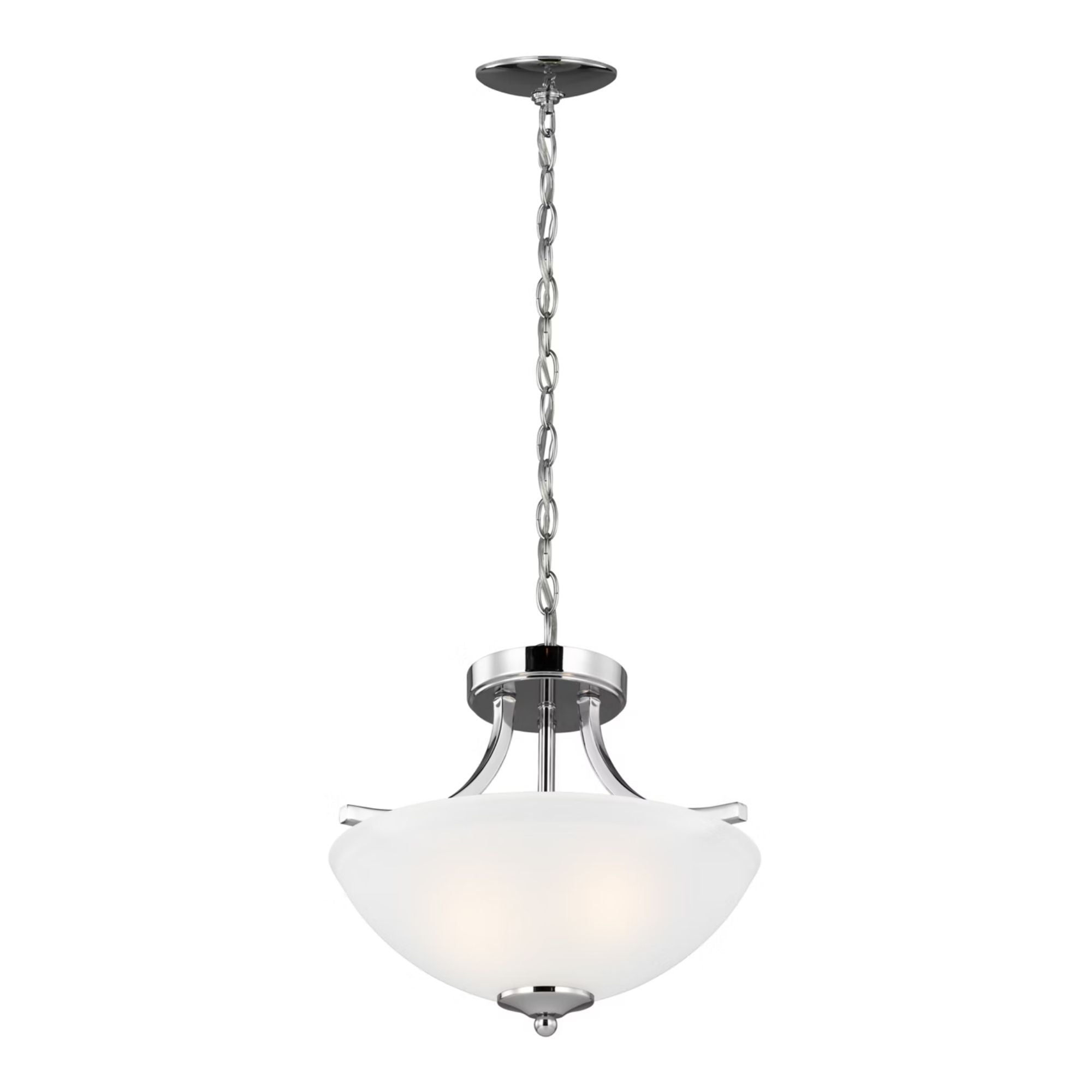 Geary 14" Small 2-Light LED Semi-Flush Convertible Pendant, Chrome Finish