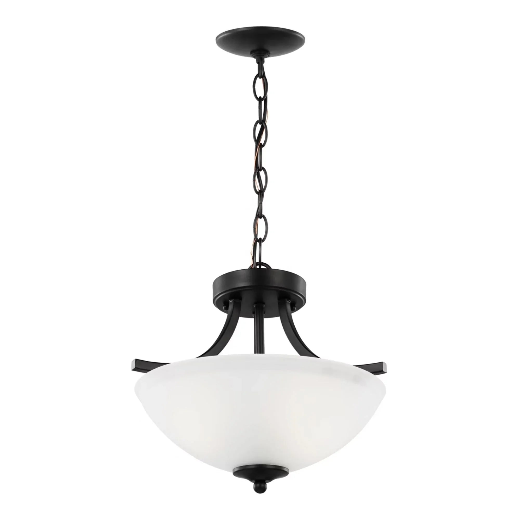 Generation Lighting - Geary 14" Small 2-Light LED Semi-Flush Convertible Pendant, Midnight Black Finish | Bees Lighting