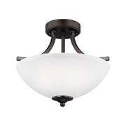 Geary 14" Small 2-Light LED Semi-Flush Convertible Pendant, Bronze Finish