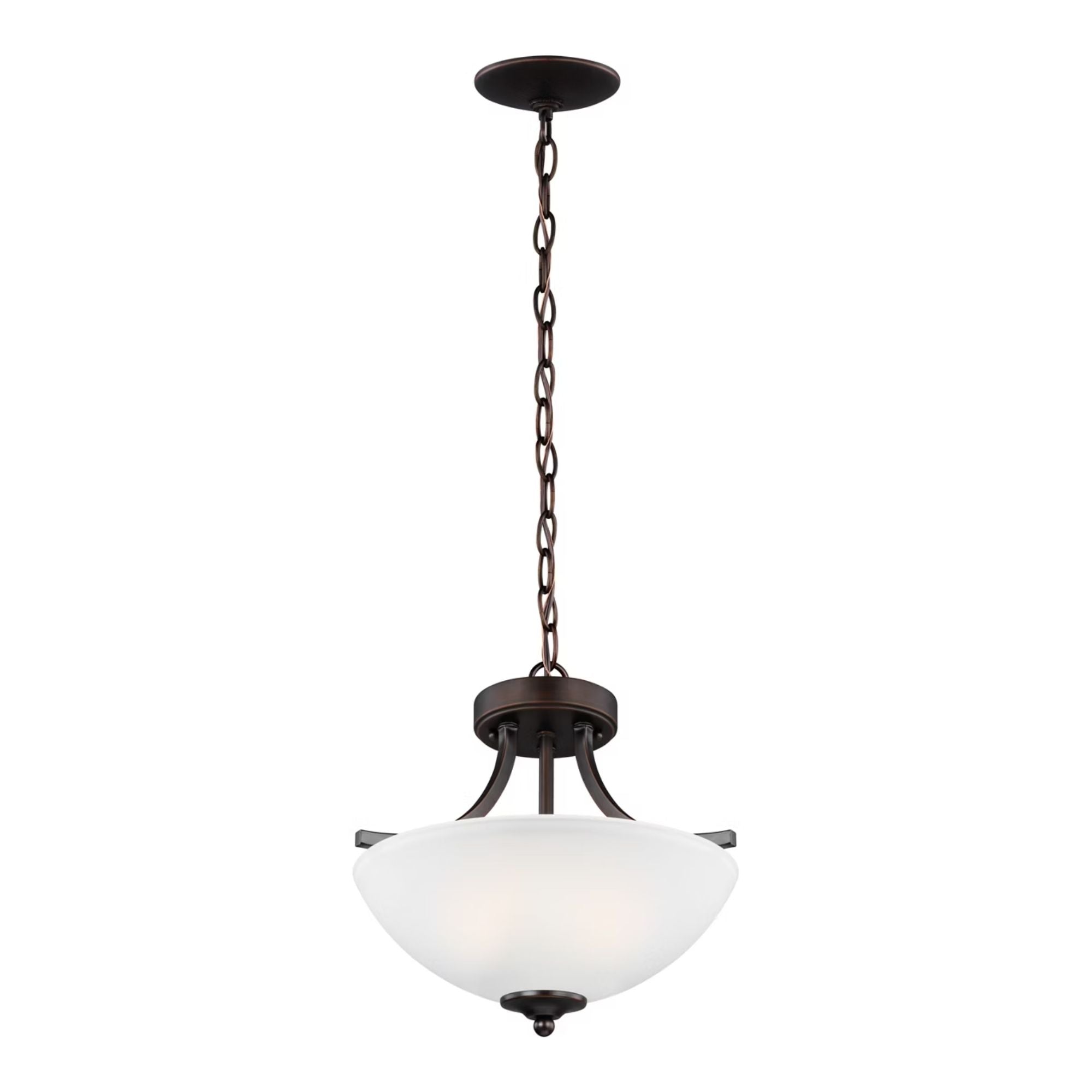 Geary 14" Small 2-Light LED Semi-Flush Convertible Pendant, Bronze Finish