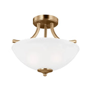 Geary 14" Small 2-Light LED Semi-Flush Convertible Pendant, Satin Brass Finish