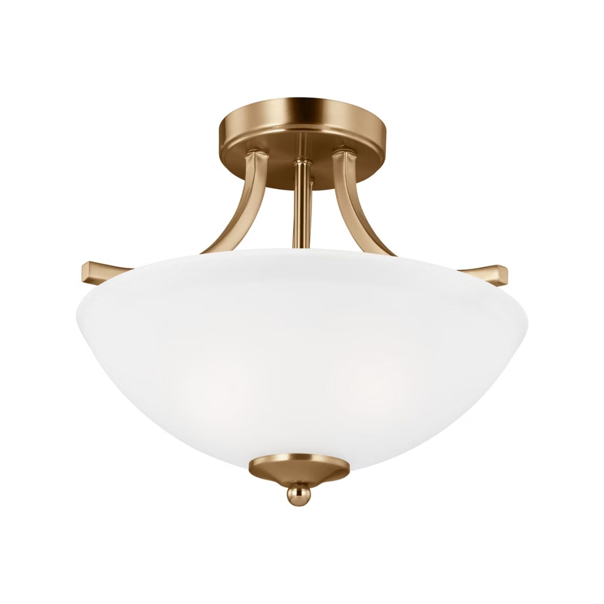 Geary 14" Small 2-Light LED Semi-Flush Convertible Pendant, Satin Brass Finish