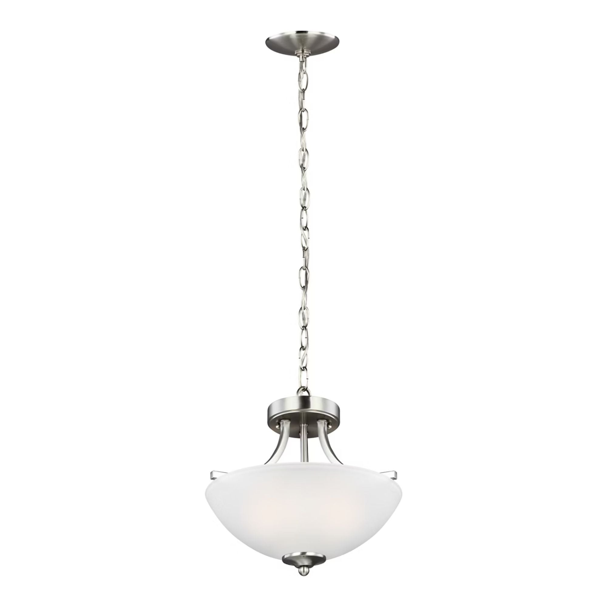 Geary 14" Small 2-Light LED Semi-Flush Convertible Pendant, Brushed Nickel Finish