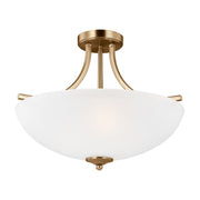 Geary 19" Medium 3-Light Semi-Flush Convertible Pendant, Satin Brass Finish