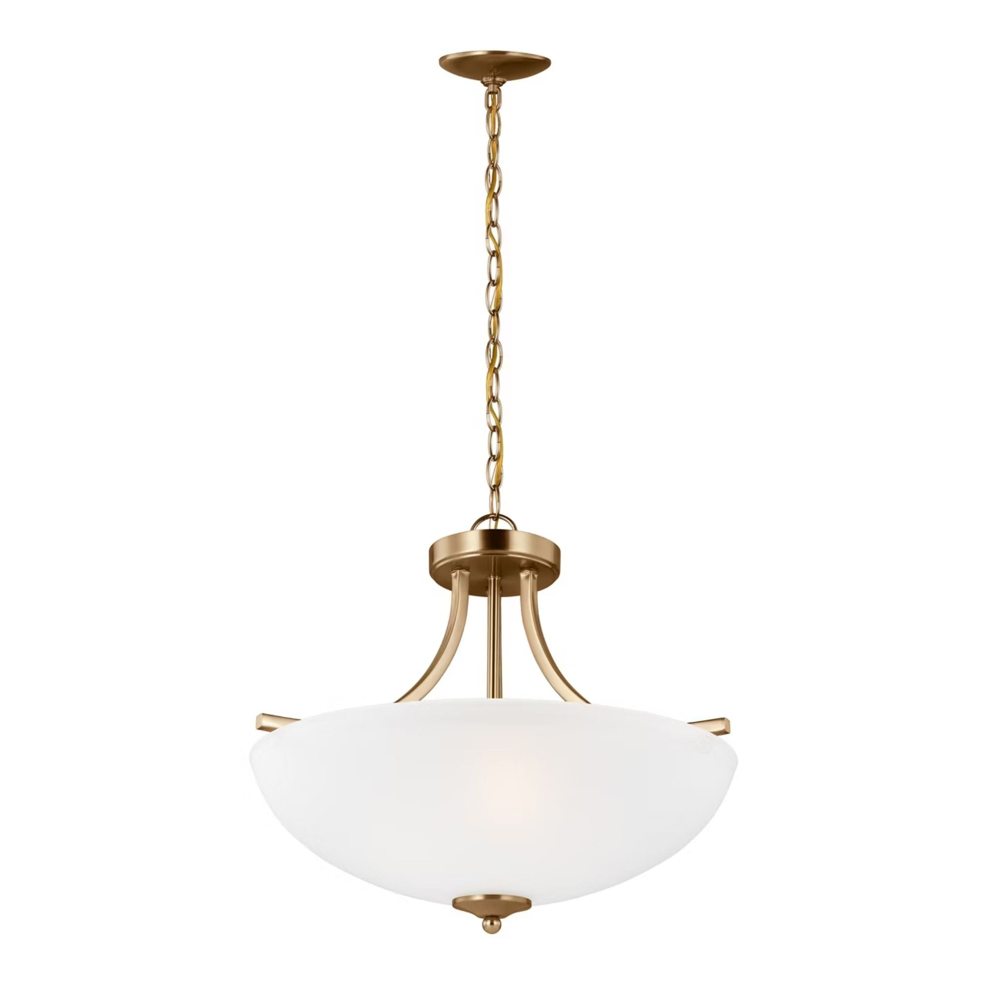Geary 19" Medium 3-Light Semi-Flush Convertible Pendant, Satin Brass Finish