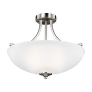 Geary 19" Medium 3-Light Semi-Flush Convertible Pendant, Brushed Nickel Finish