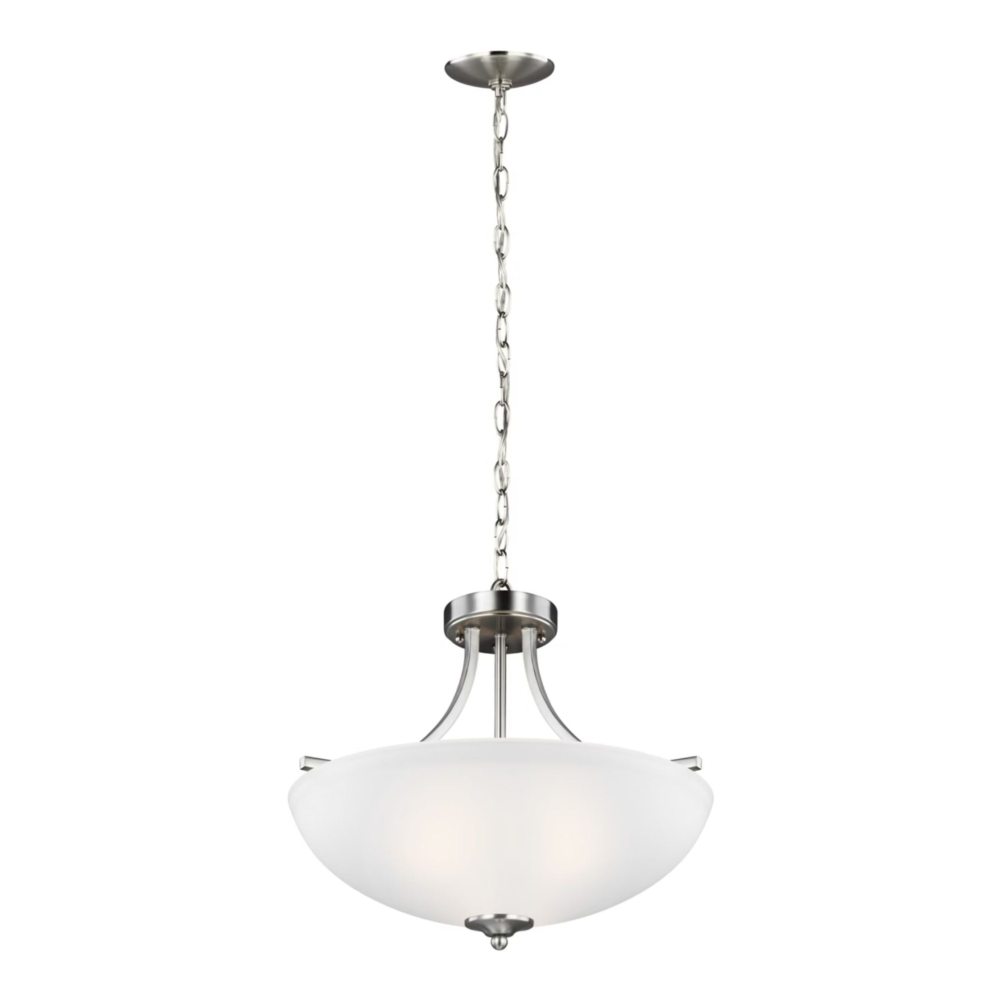 Geary 19" Medium 3-Light Semi-Flush Convertible Pendant, Brushed Nickel Finish