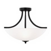 Geary 19" Medium 3-Light LED Semi-Flush Convertible Pendant, Midnight Black Finish