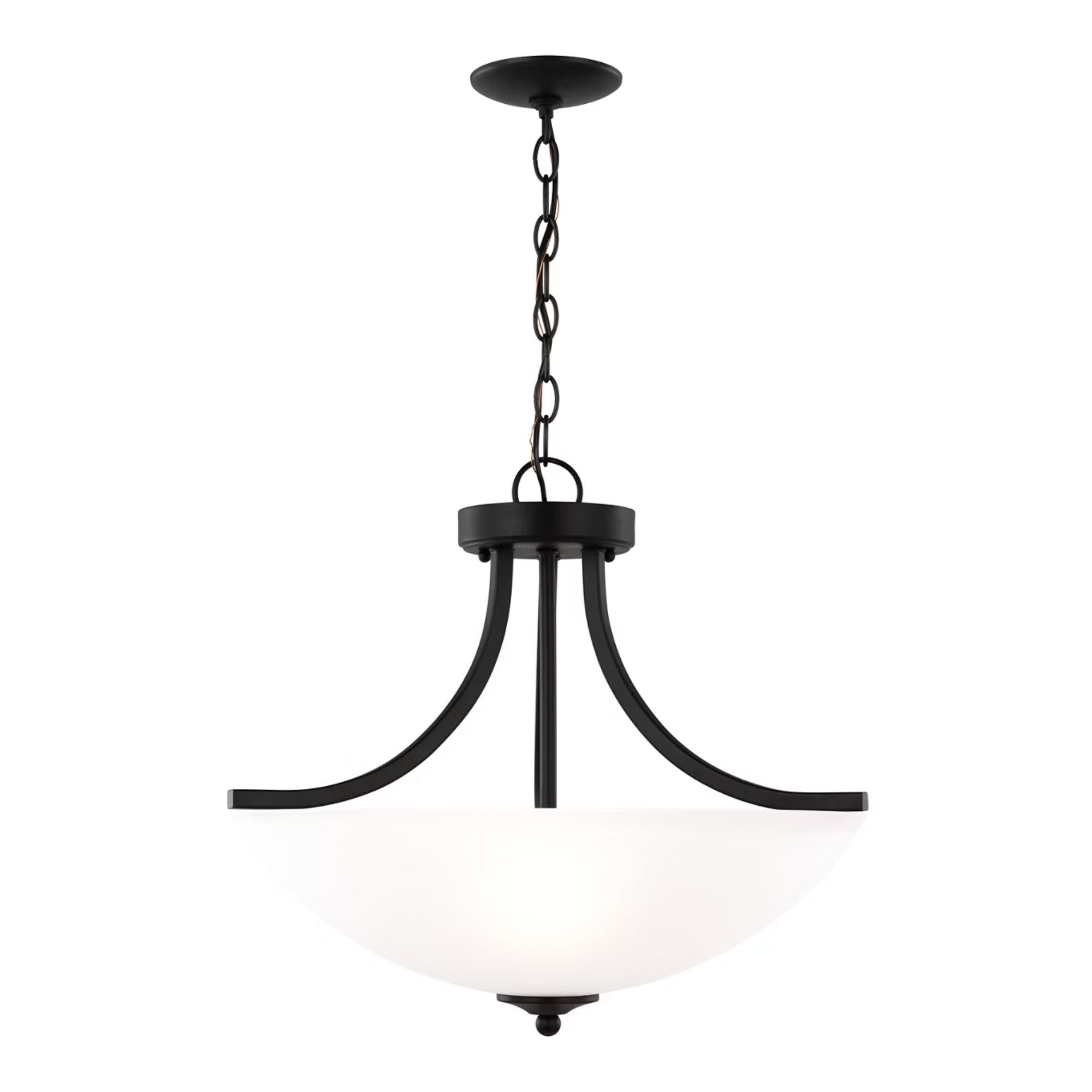 Geary 19" Medium 3-Light LED Semi-Flush Convertible Pendant, Midnight Black Finish