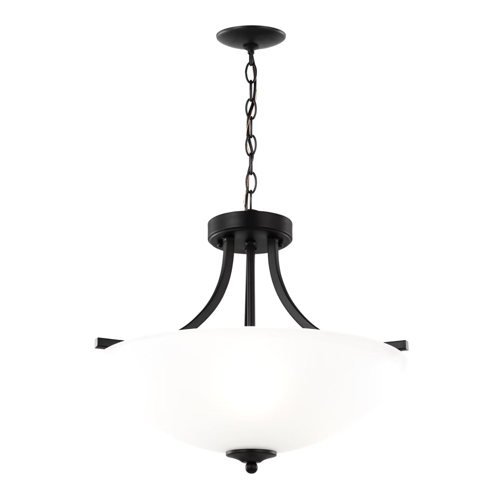 Geary 19" Medium 3-Light LED Semi-Flush Convertible Pendant, Midnight Black Finish