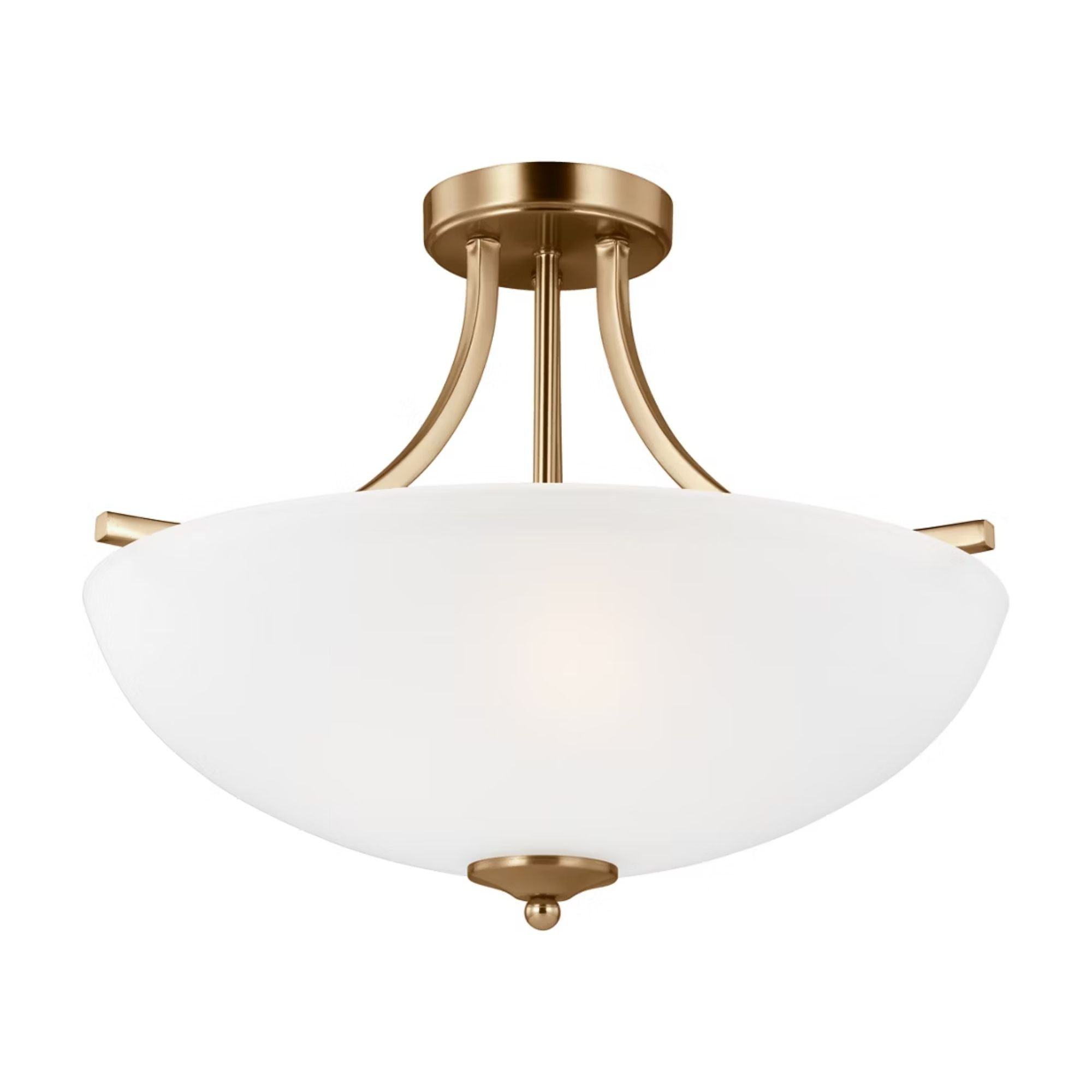 Geary 19" Medium 3-Light LED Semi-Flush Convertible Pendant, Satin Brass Finish