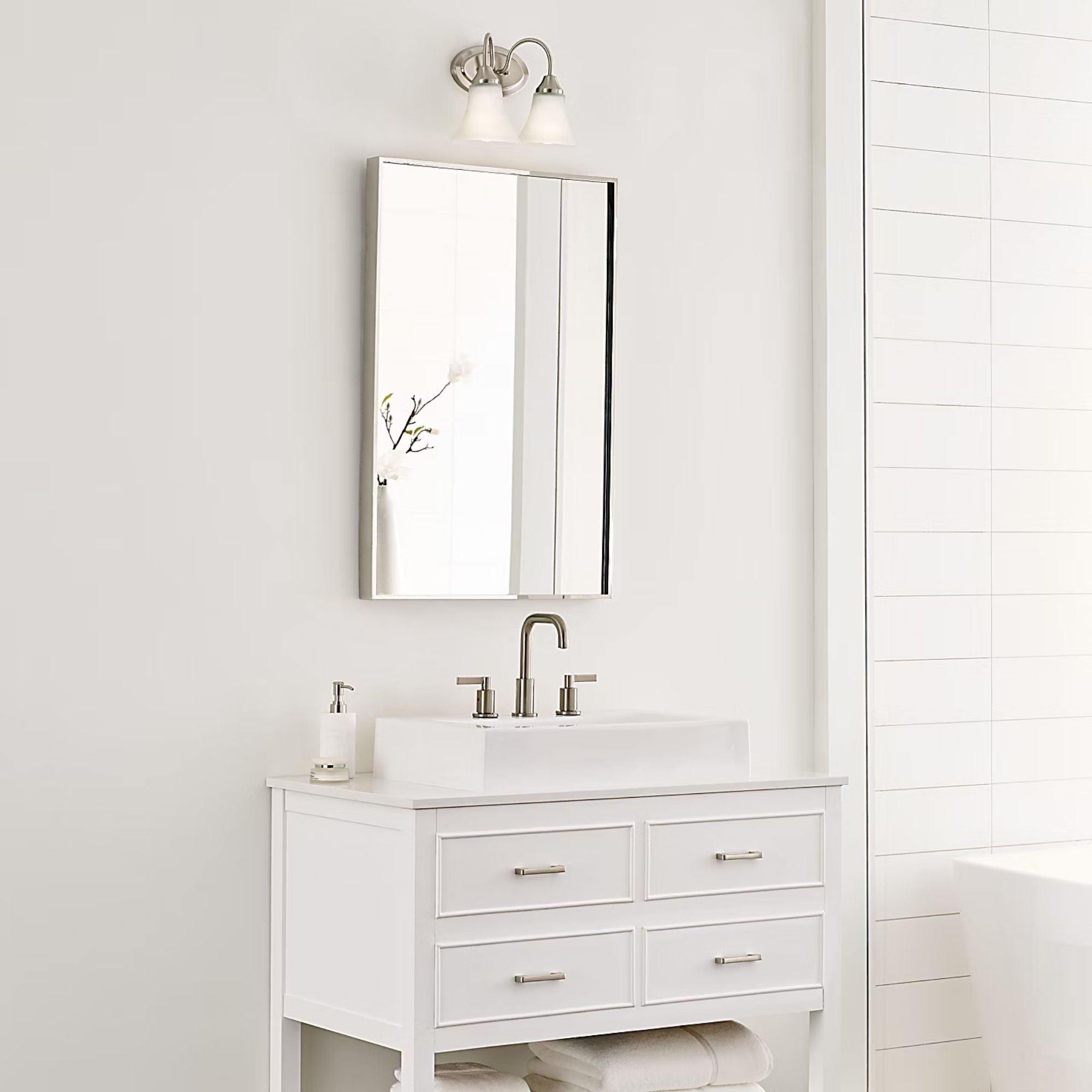 Holman 12" 2-Light LED Bathroom Vanity, Brushed Nickel Finish