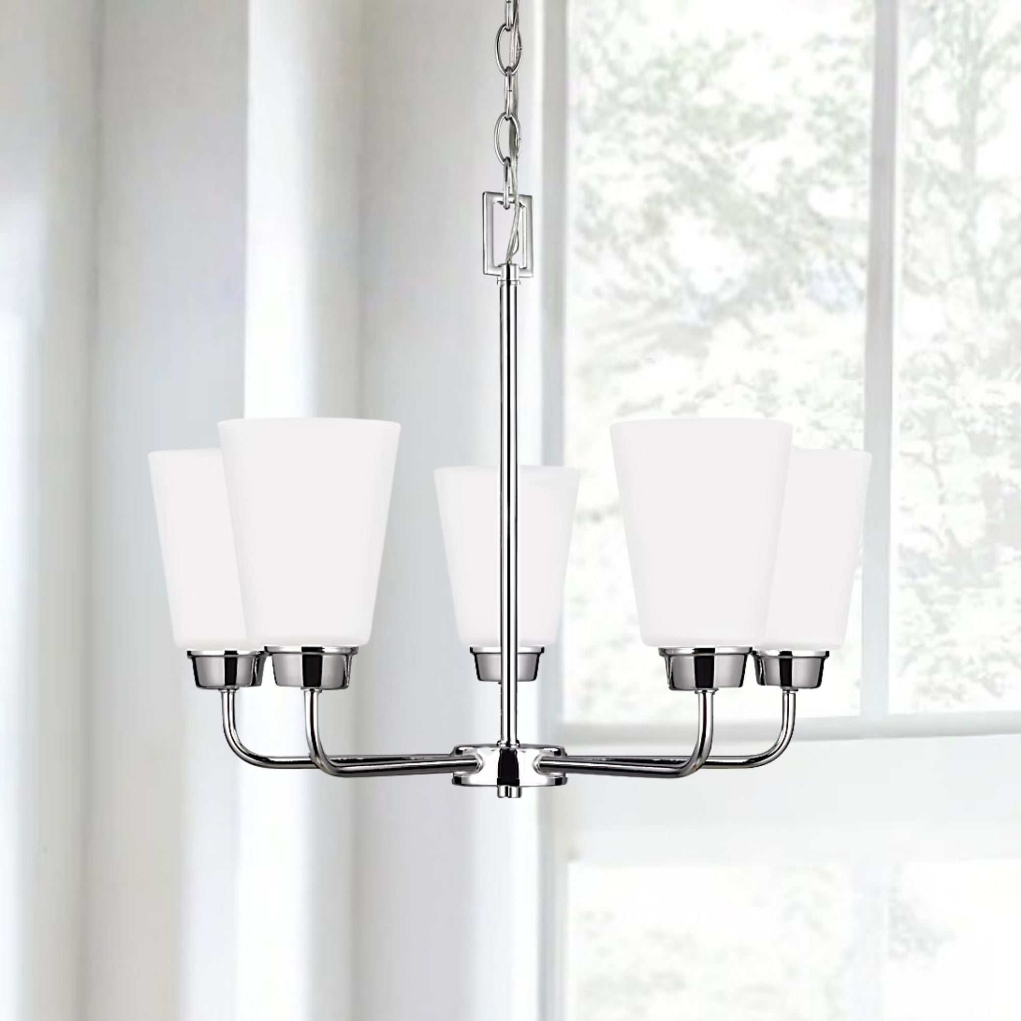 Kerrville 20" 5-Light LED Chandelier, Chrome Finish