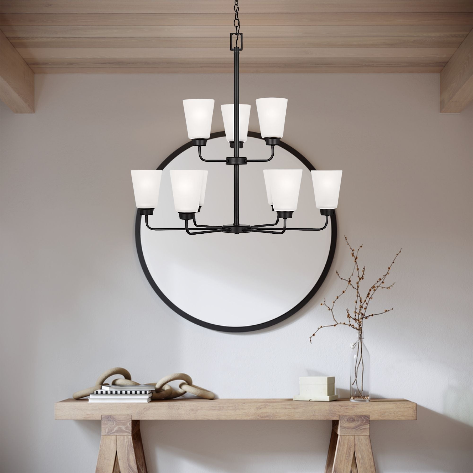 Kerrville 29" 9-Light Chandelier, Midnight Black Finish