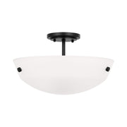 Kerrville 15" 2-Light LED Semi-Flush Convertible Pendant, Midnight Black Finish
