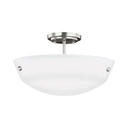 Kerrville 15" 2-Light LED Semi-Flush Convertible Pendant, Brushed Nickel Finish