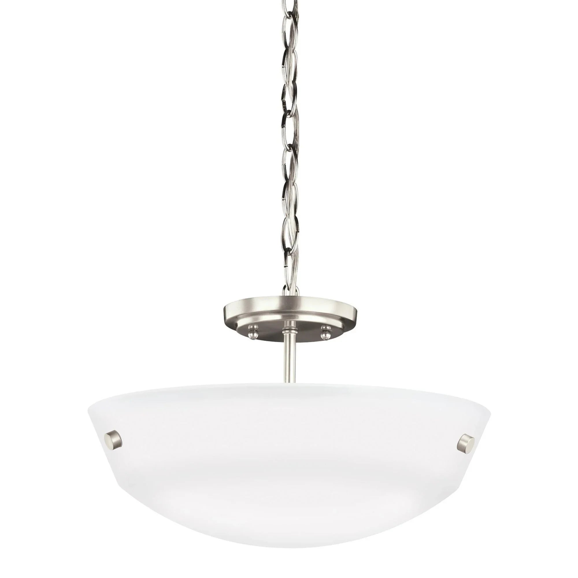 Kerrville 15" 2-Light LED Semi-Flush Convertible Pendant, Brushed Nickel Finish