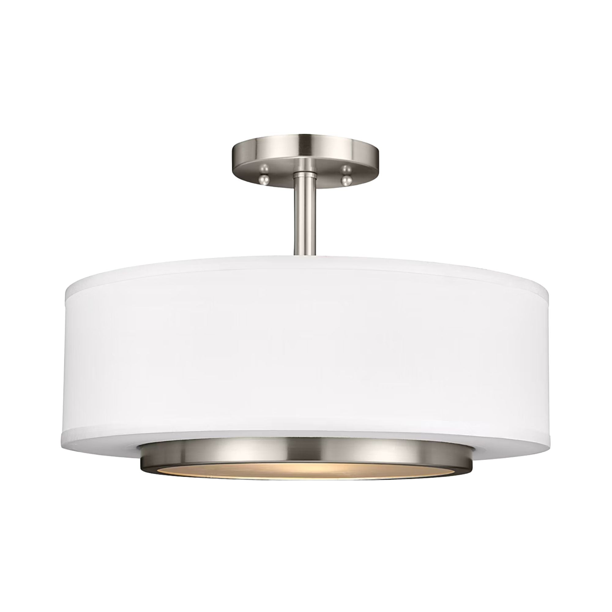 Nance 16" 2-Light Semi-Flush Convertible Pendant, Brushed Nickel Finish