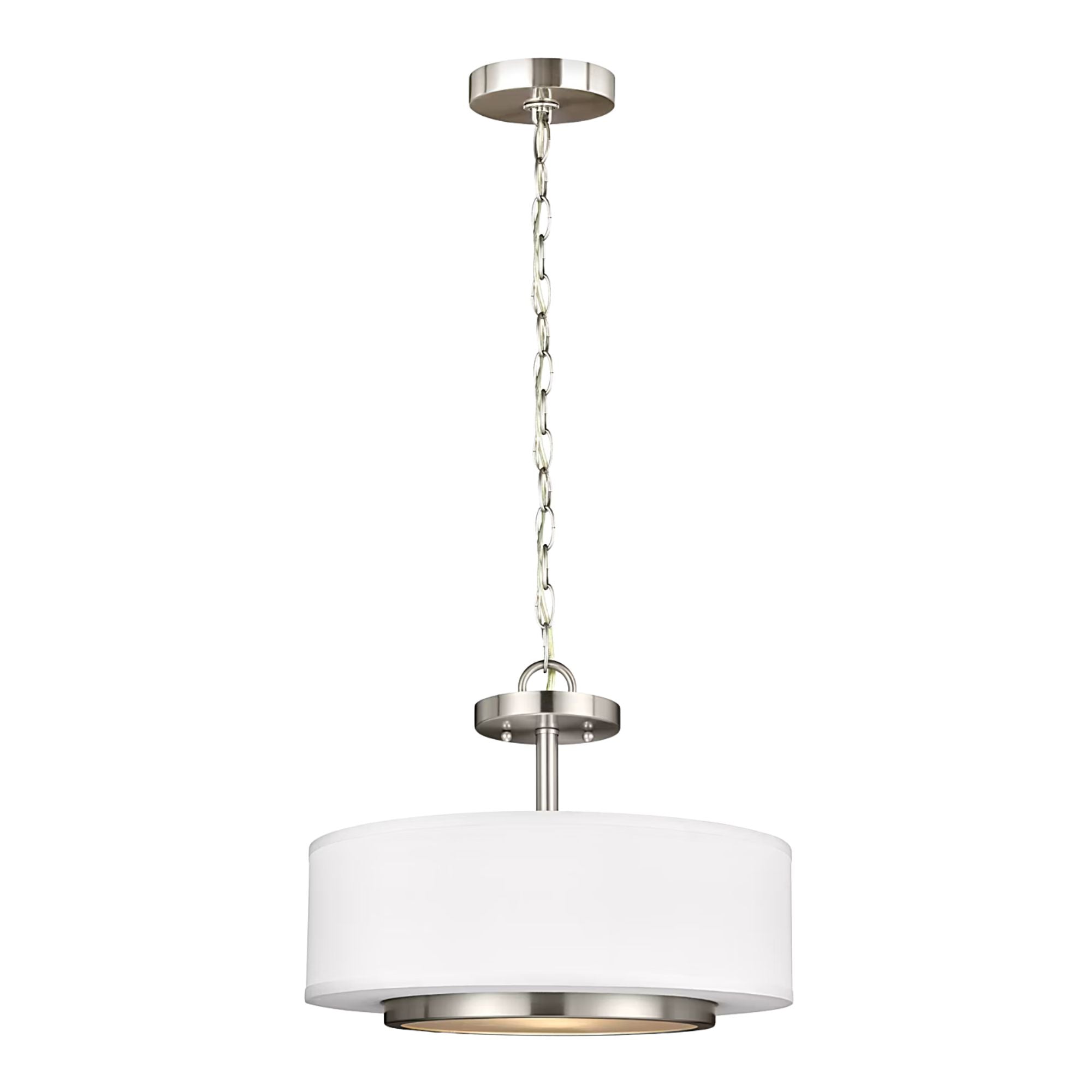 Nance 16" 2-Light Semi-Flush Convertible Pendant, Brushed Nickel Finish