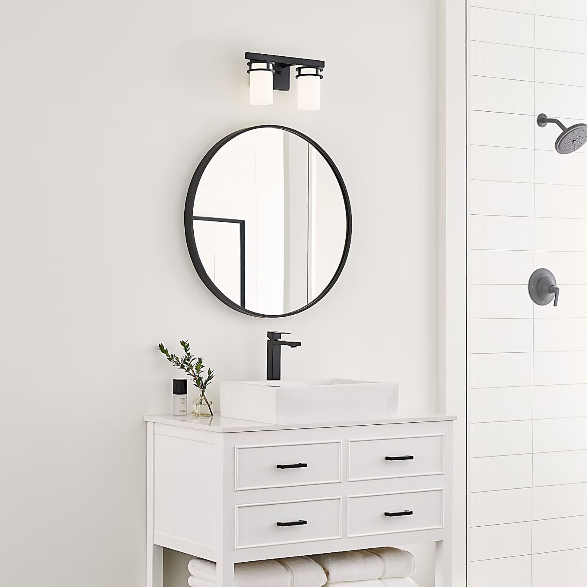 Generation Lighting - Robie 14" 2-Light LED Bath Sconce, Midnight Black Finish | Bees Lighting