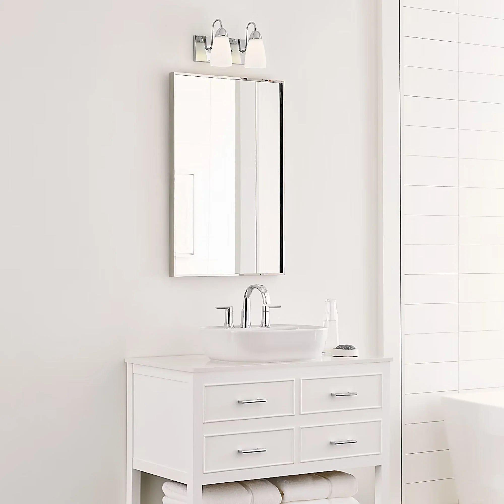 Seville 14" 2-Light Bathroom Vanity, Chrome Finish