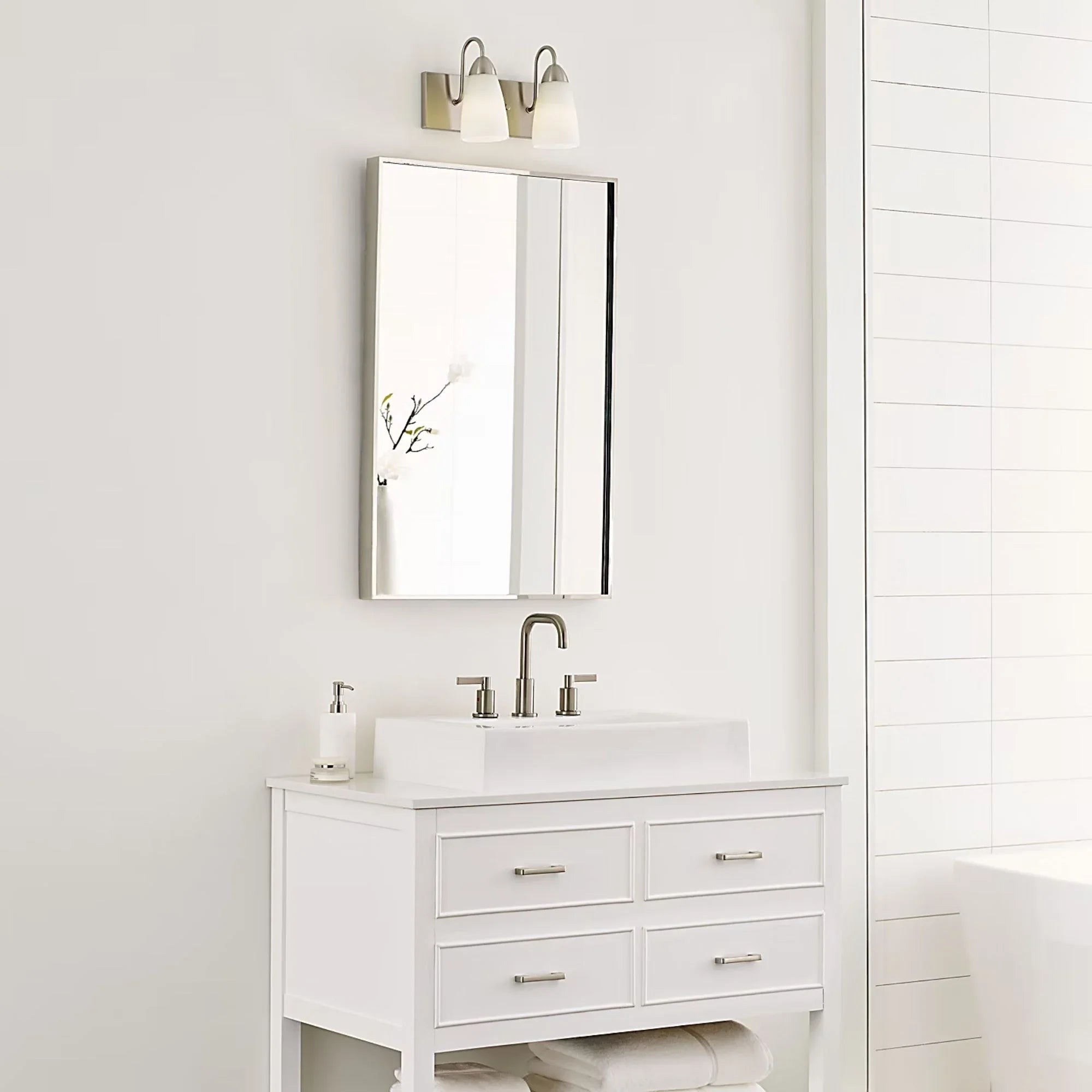 Seville 14" 2-Light LED Bathroom Vanity, Brushed Nickel Finish