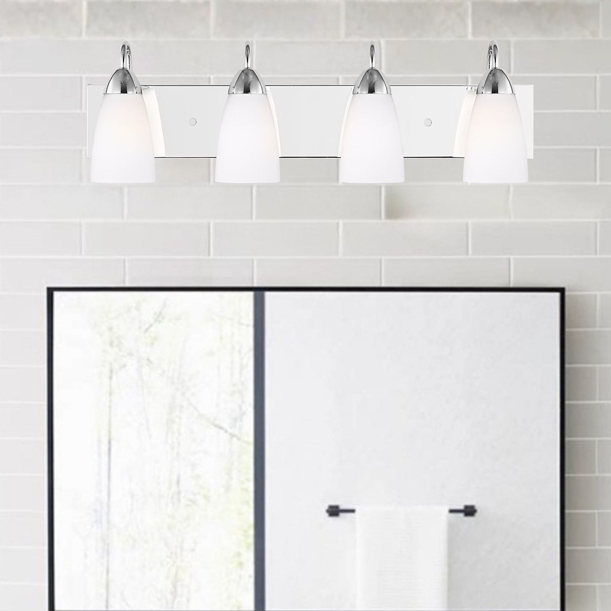 Seville 28" 4-Light LED Bathroom Vanity, Chrome Finish