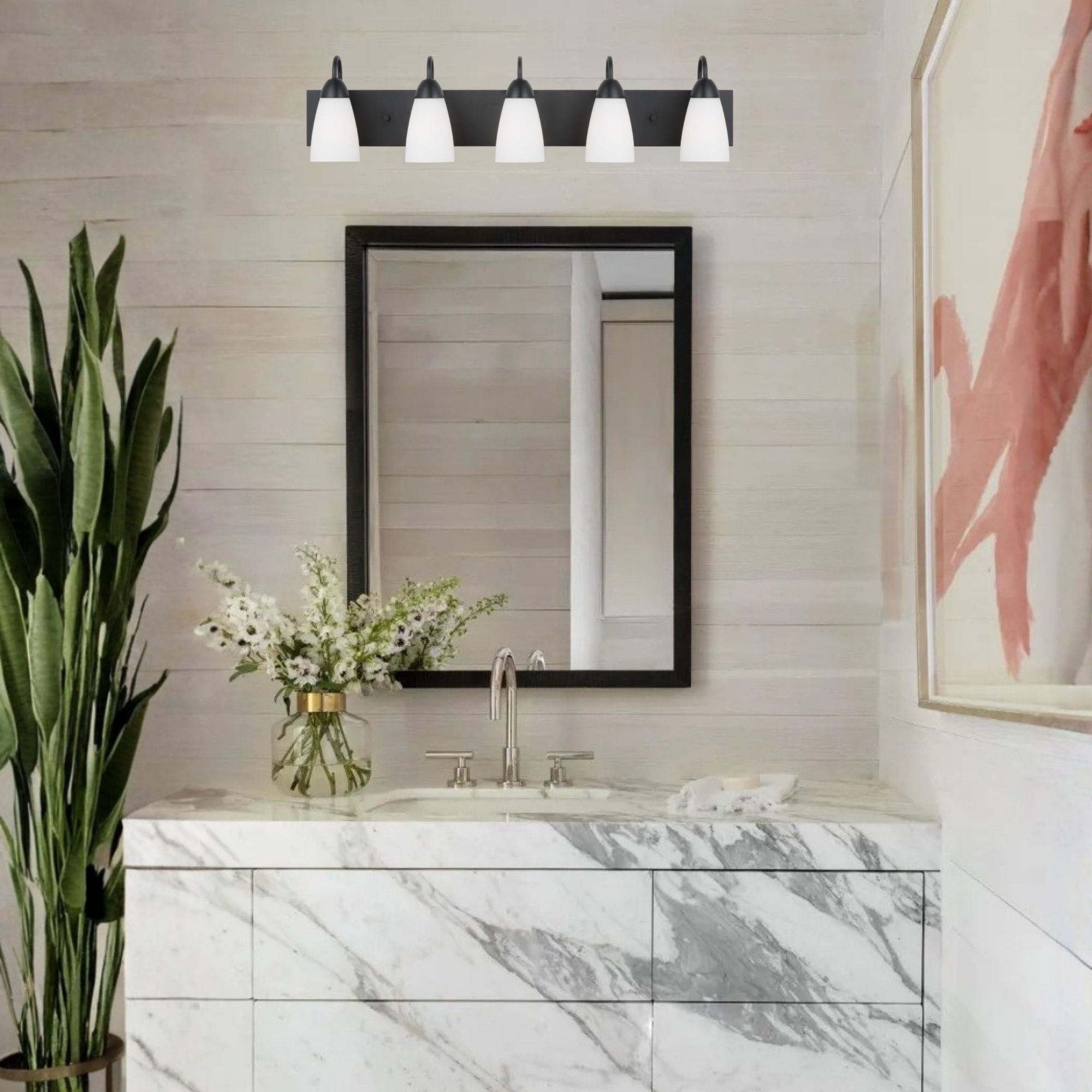 Seville 36" 5-Light Bathroom Vanity, Midnight Black Finish